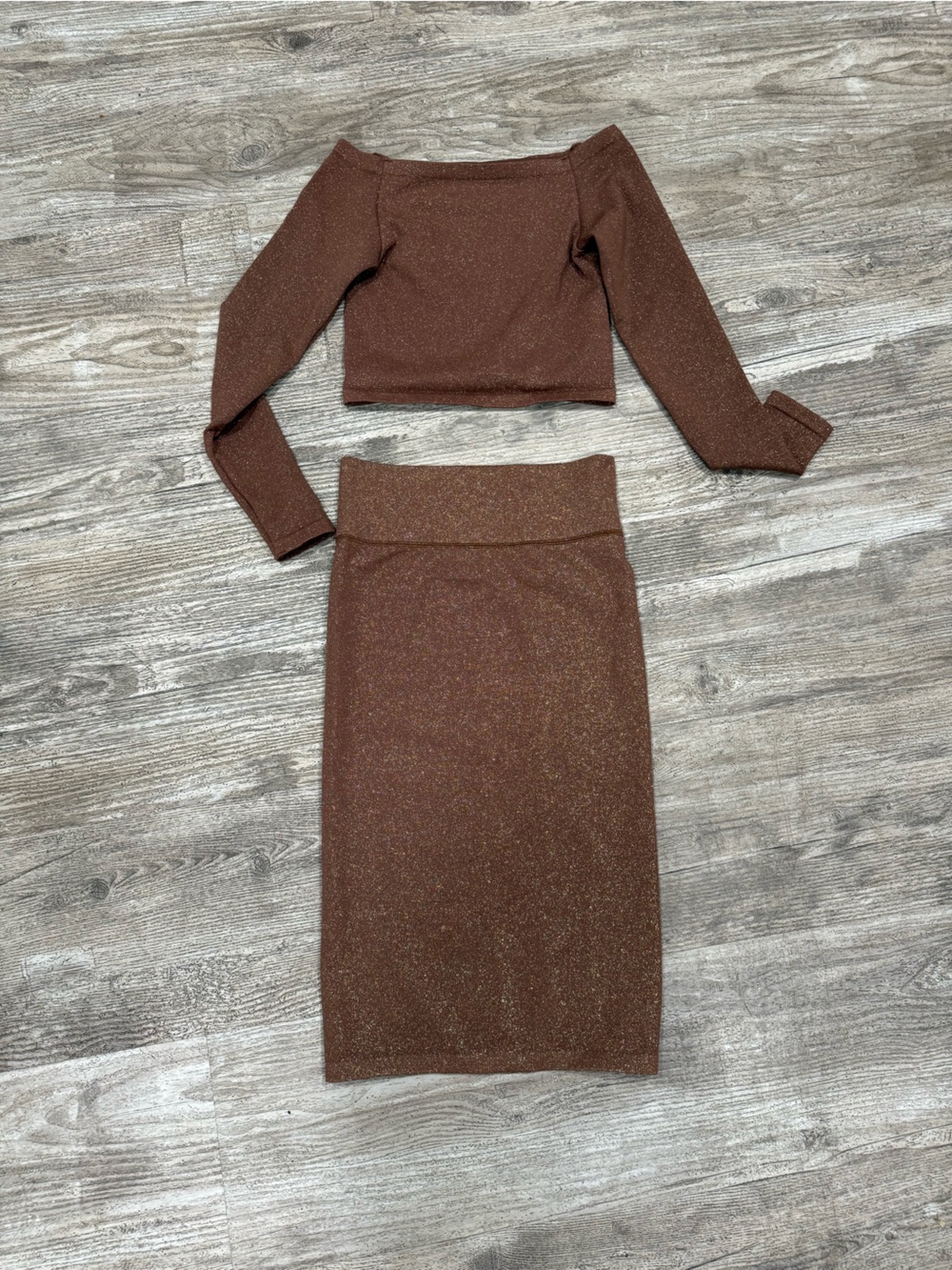 OFFLINE by Aerie Shimmer Two-Piece Set in Copper Brown